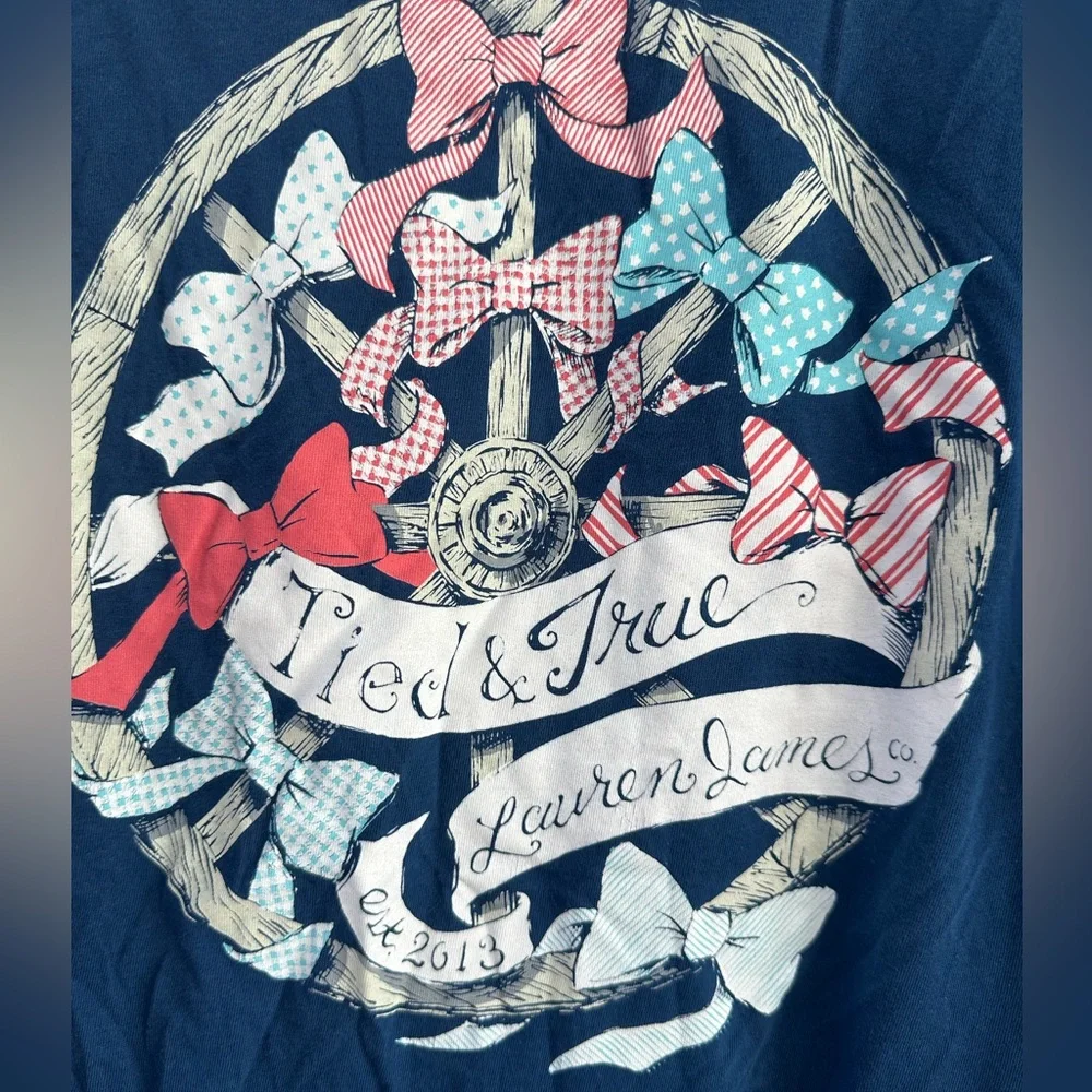 Lauren James navy Long sleeve t shirt small Tied and True Bows - Picture 3 of 5